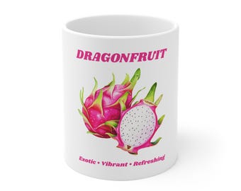 Dragonfruit Illustration Mug | Exotic Vibrant Refreshing Ceramic