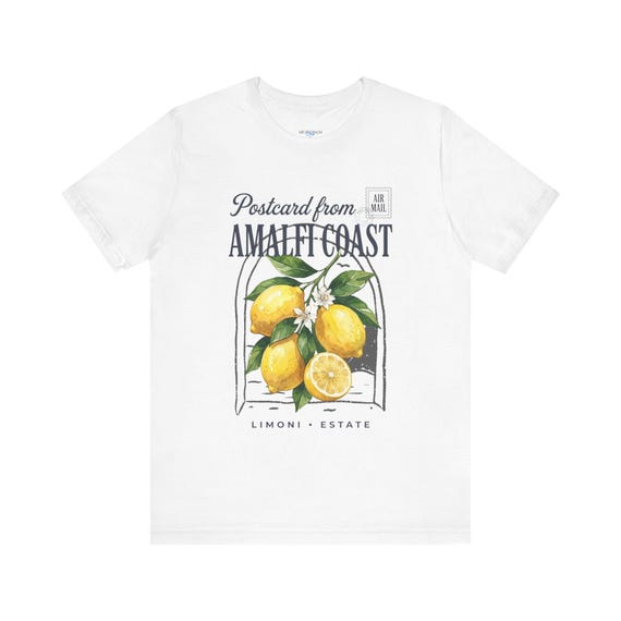 Amalfi Coast Lemon Postcard T-Shirt | Citrus Illustration