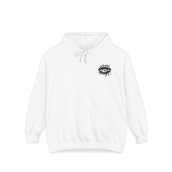 Dripping Kiss Lips Hoodie | Graphic White Pullover
