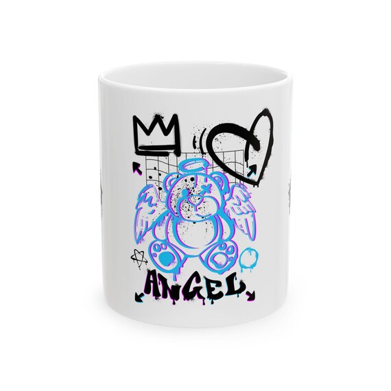 Graffiti Angel Bear Mug | Ceramic Coffee Cup