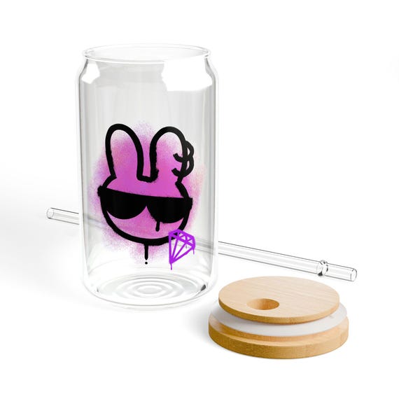 Cool Bunny With Sunglasses Sipper Glass | 16oz