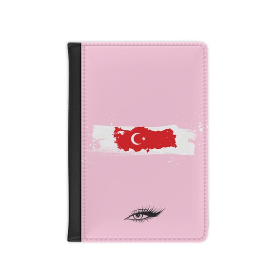 Türkische Flagge für Mädchen gut geeignet Reisepasshülle | Rosa Reisedokumenthalter