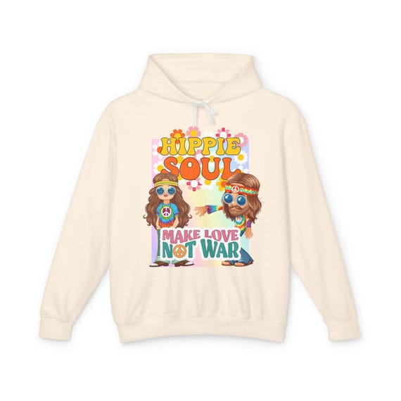 Hippie Soul Make Love Not War Hoodie | Retro 70s Peace Sign Design