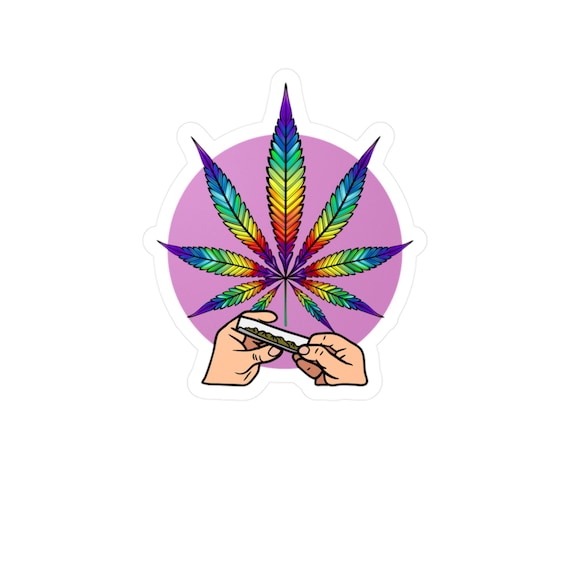 Rainbow Cannabis Leaf Sticker