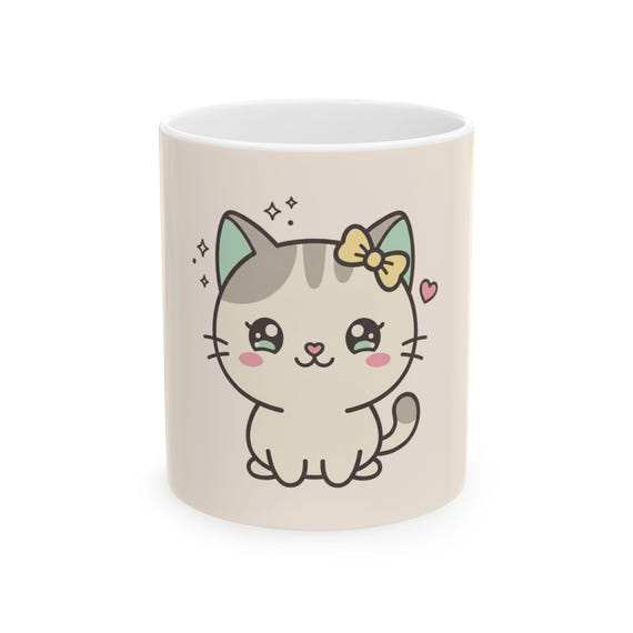Kawaii Cat Mug | Glossy Ceramic Cup