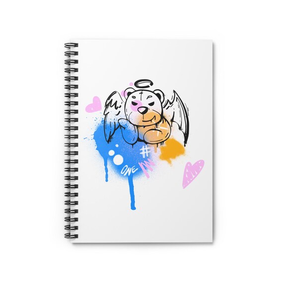 Angel Bear Graffiti Notebook | Spiral Ruled Journal
