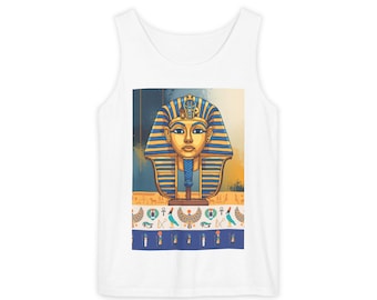 Pharaoh Mask Illustration Tank Top | Egyptian Hieroglyph