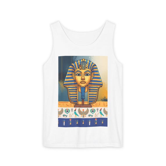 Pharaoh Mask Illustration Tank Top | Egyptian Hieroglyph