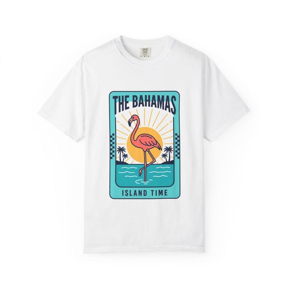 Bahamas Flamingo Island Time T-shirt | Palm Tree Back Print