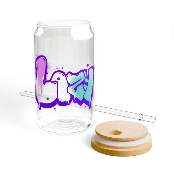 LAZY Graffiti Spray Paint Design Sipper Glass | 16oz