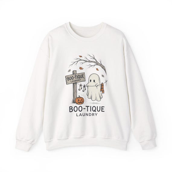 Boo-tique Laundry Ghost Illustration Sweatshirt | Halloween Design