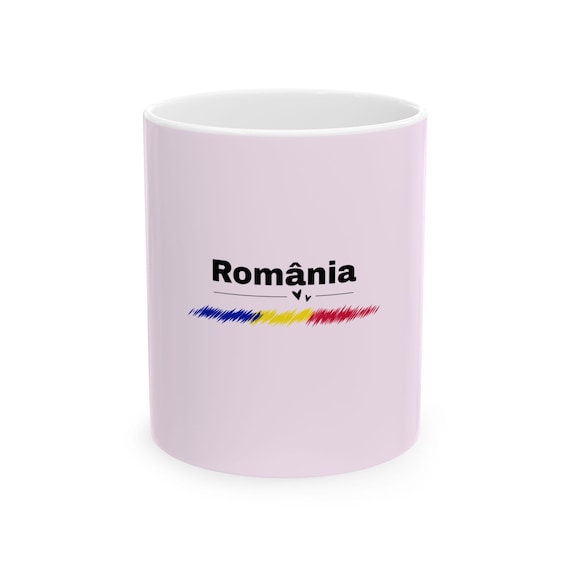 Romania Flag Mug | Ceramic Coffee Cup Pink