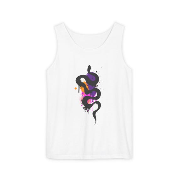 Black Snake Tank Top | Colorful Paint Splatter
