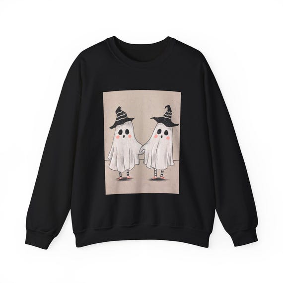 Cute Ghosts x Witch Hats Sweatshirt | Halloween Spooky Illustration
