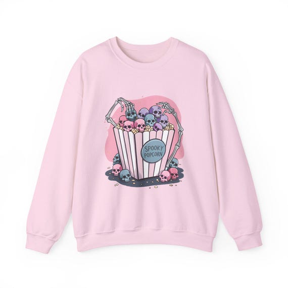 Spooky Popcorn Skull Bucket Sweatshirt | Halloween