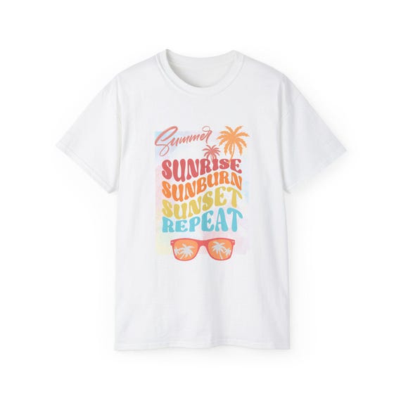Summer Sunrise Sunburn Sunset Repeat T-Shirt | Palm Tree Sunglasses