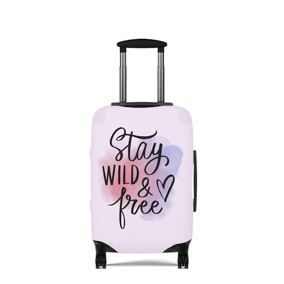 Stay Wild & Free Luggage Cover | Watercolor Script Travel Accessory