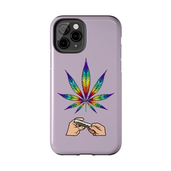 Rainbow Cannabis Leaf Phone Case | Tough Phone Case - Purple