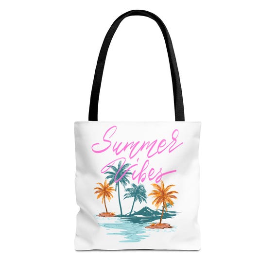 Summer Vibes Palm Trees Tote Bag | Tropical Island Bag