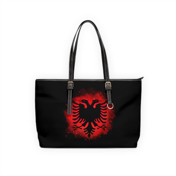 Albanian Eagle Tote Bag | PU Leather Shoulder Bag