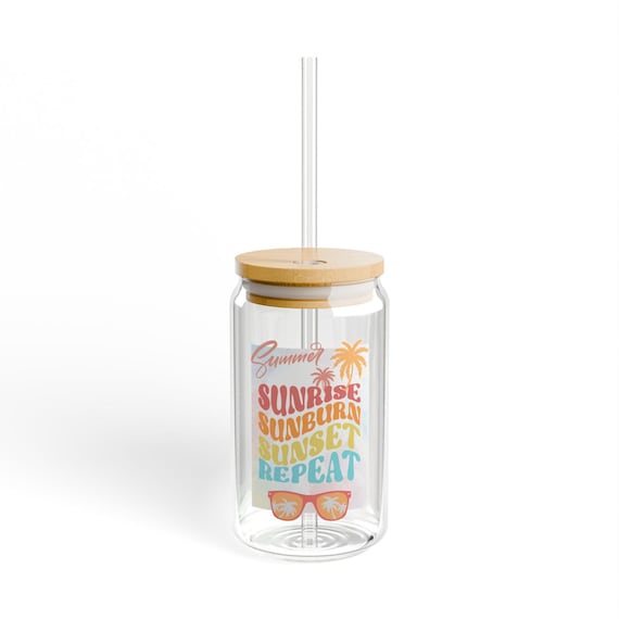 Sunrise Sunburn Sunset Repeat Sipper Glass | Summer