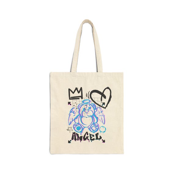 Graffiti Angel Bear Tote Bag | Street Art