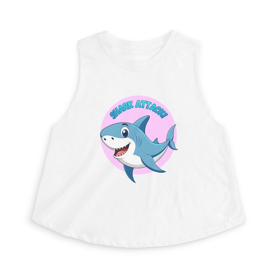 Shark Attack Cartoon Shark Women's Crop Top | Cute Ocean