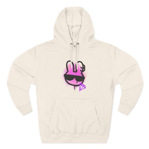Pink Graffiti Bunny x Diamond Hoodie | Streetwear Cute Bunny Design