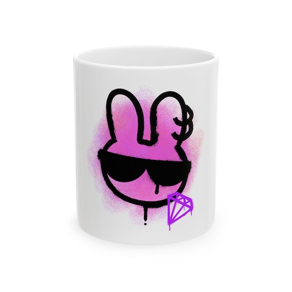 Graffiti Bunny Mug | Street Art Rabbit with Shades & Diamond (Ceramic)