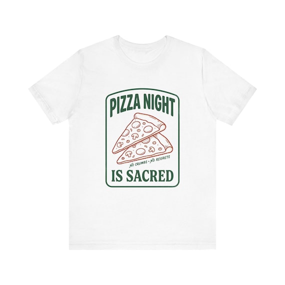 Pizza Night Is Sacred T-Shirt | Pizza Slice Illustration, Retro Typography