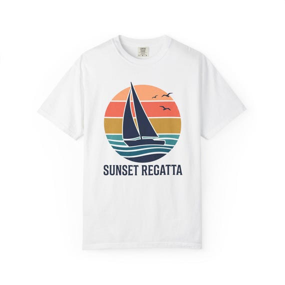 Sunset Regatta Sailboat T-Shirt | Retro Sunset Sailing Graphic