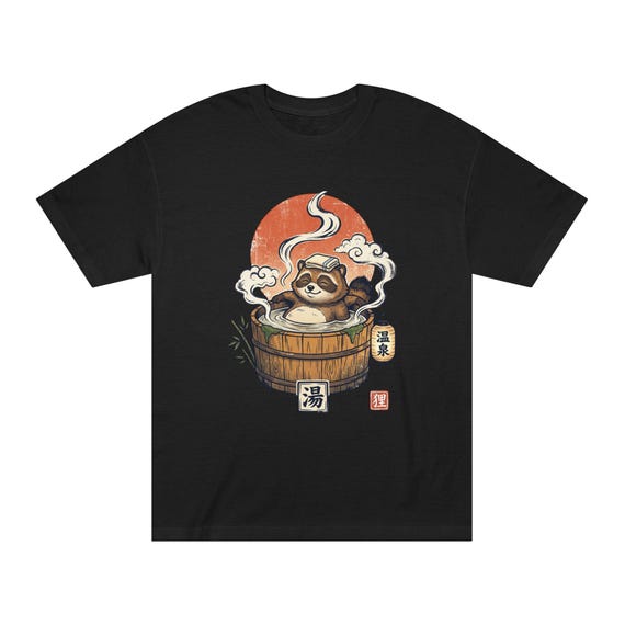 Tanuki in Onsen Tee | Japanese Illustration T-Shirt