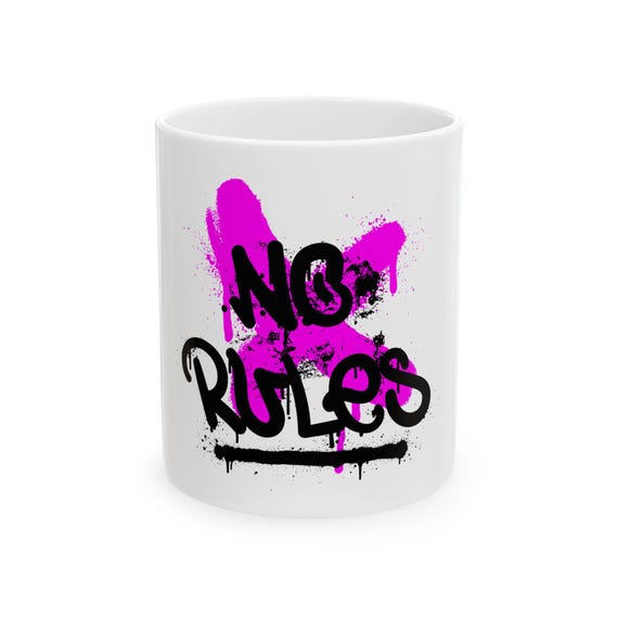 No Rules Graffiti Mug | Pink Spray Paint Street Art Ceramic Mug