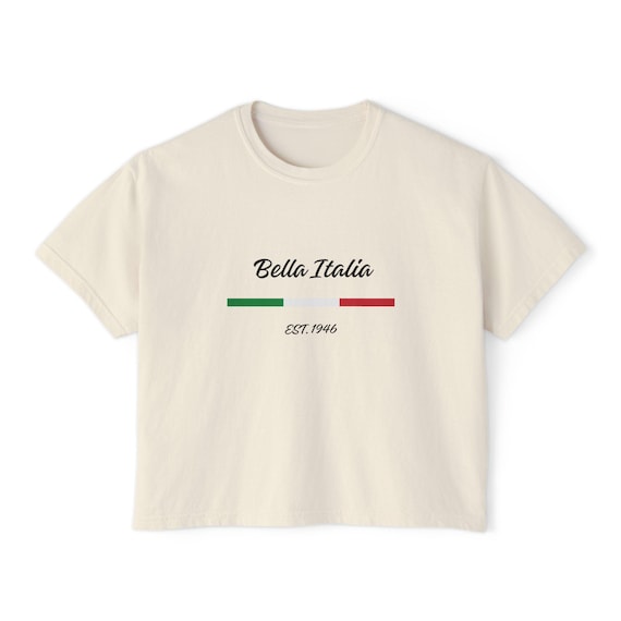 Bella Italia script with Italian flag T-Shirt | Women's Boxy T-Shirt