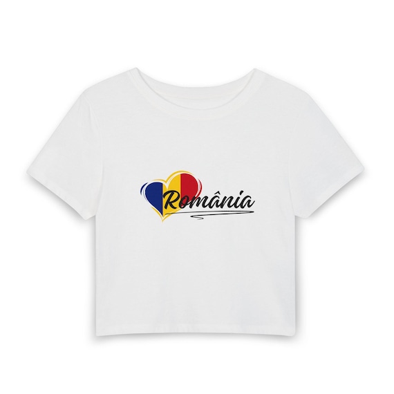 Romania flag heart Baby T-Shirt | Romanian pride crop top