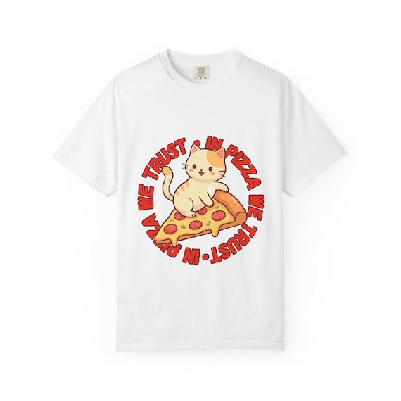 Cat On Pizza Graphic T-Shirt | Cute Cat Pizza Illustration