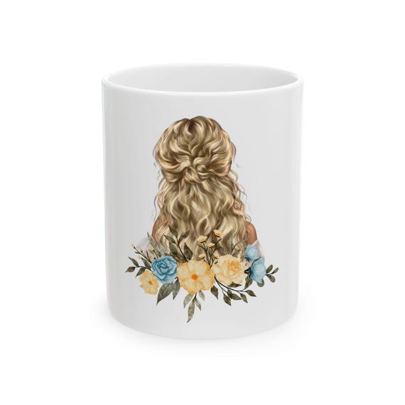 Blonde Hairstyle Floral Mug | Ceramic Mug