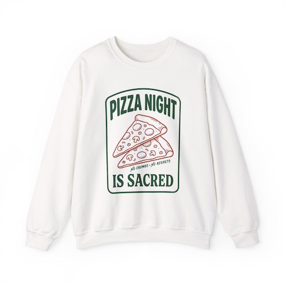 Pizza Night Is Sacred Sweatshirt | Pizza Slice Graphic Crewneck
