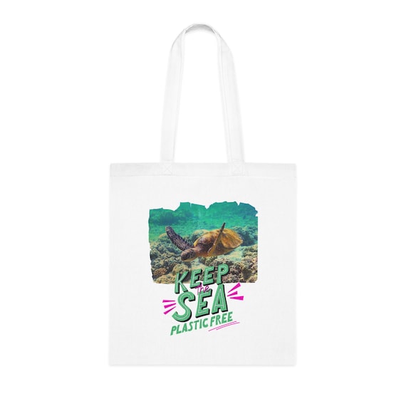 Keep The Sea Plastic Free Tote Bag | Sea Turtle Ocean Bag