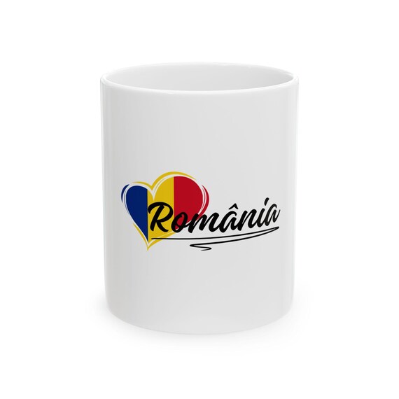 Romania Heart Flag Mug | Ceramic Coffee Cup