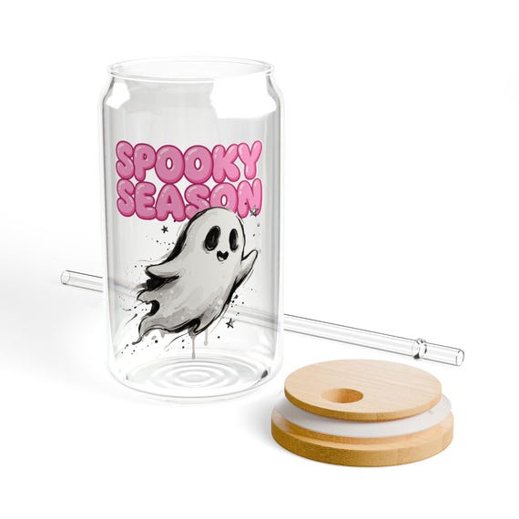Spooky Season Ghost Design Sipper Glass | 16oz