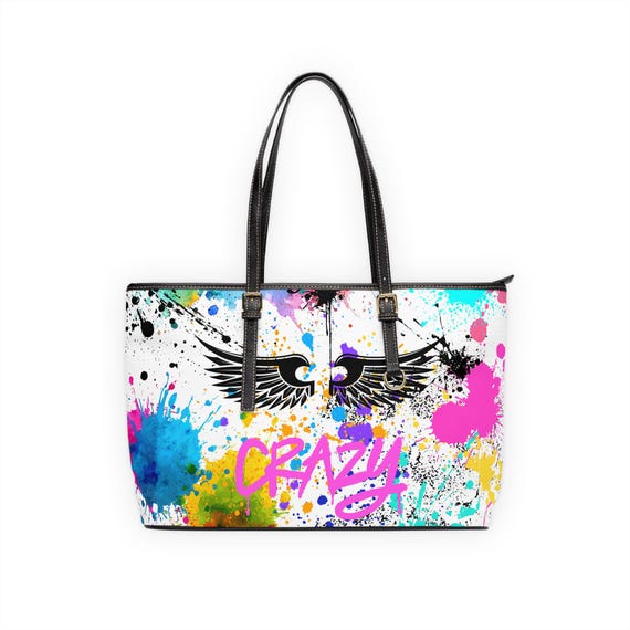 Colorful Graffiti Wings Crazy PU Leather Shoulder Bag