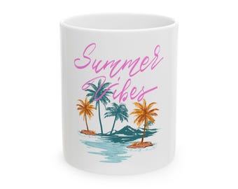 Summer Vibes Palm Trees Mug | Tropical Island Coffee Cup