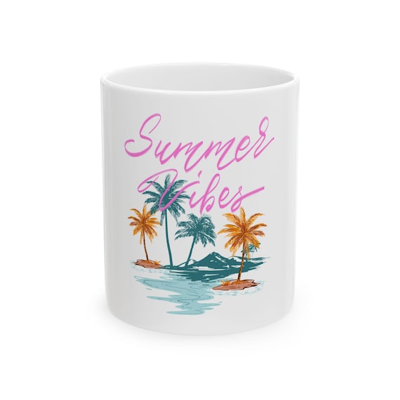 Summer Vibes Palm Trees Mug | Tropical Island Coffee Cup