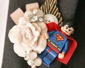 Custom Superhero, Minature figure Boutonnieres, Geek, Buttonholes, Wedding boutonnière, alternative, comics, buttonhole, wedding corsage