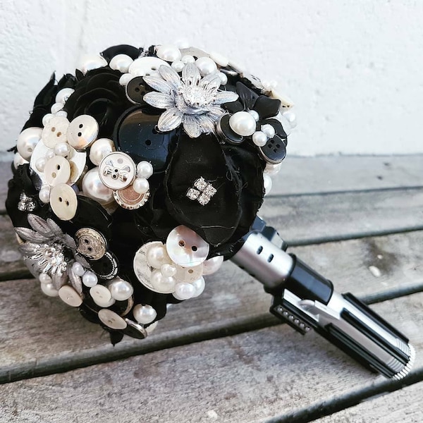 Bridesmaid, Sci-Fi Star space wars inspired wedding Bouquet, Made to order any colour, alternative, brooch bouquet, flower posey wedding