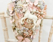 Fairytale unicorn Whimsical alternative Cascading brides brooch bouquet Vintage retro rhinestone button floral flower wedding posy bouquet