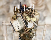 Musical Beauty & The Beast inspired bouquet, with hand crank music, any colour, alternative, brooch bouquet, whimsical bouquet, wedding