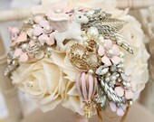 Fairytale unicorn Whimsical alternative Ornate handle brides brooch bouquet Vintage retro rhinestone floral flower wedding posy bouquet