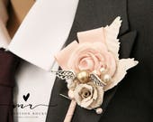 X1 Harry Potter Style, golden snitch, alternative, quirky, buttonhole, boutonnière, Harry Potter wedding, paper flower, corsage shabby chic